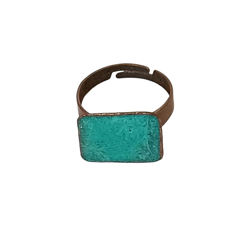 Anello Rettangolo Giù in Rame Ossidato ARIA
