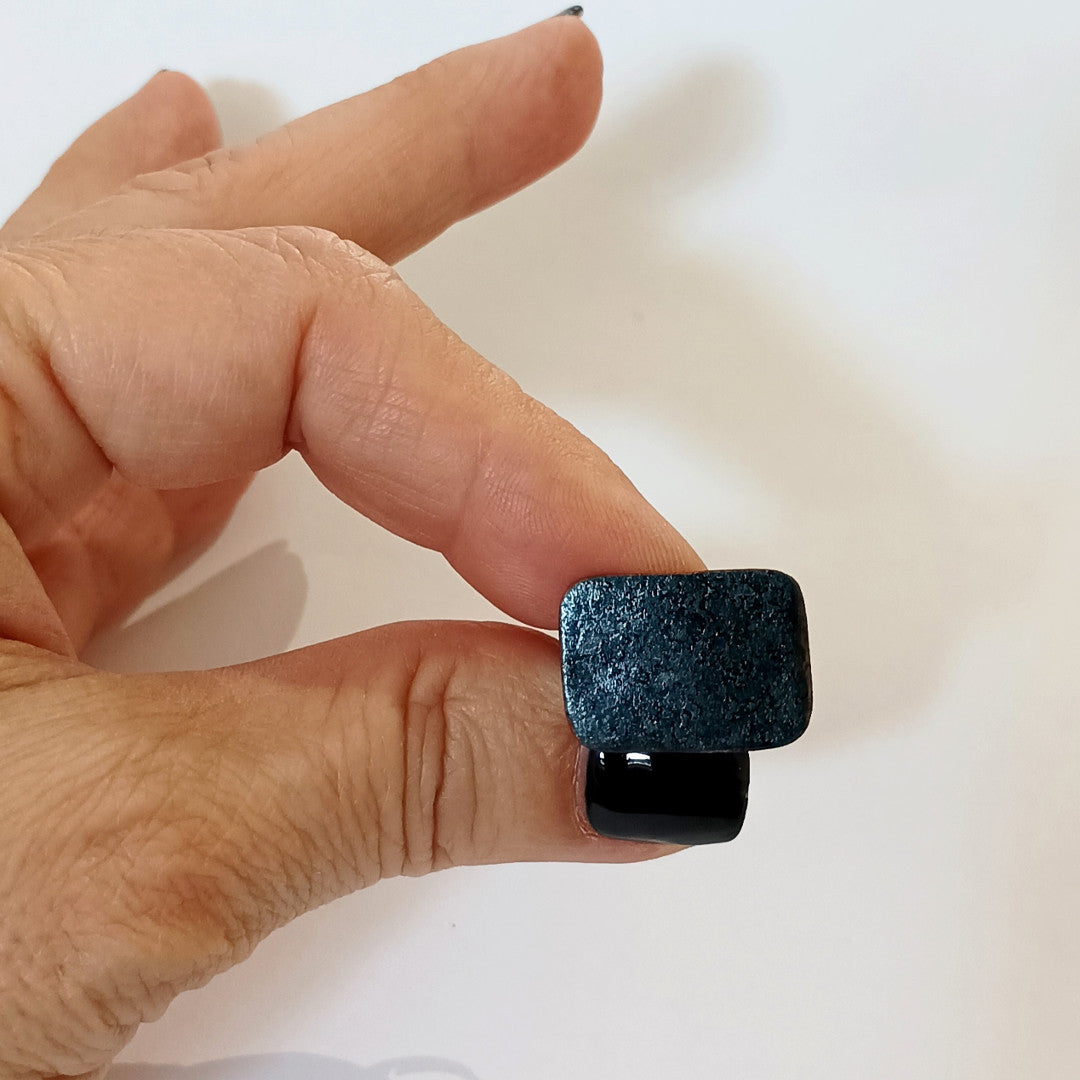 Anello Rettangolo in Rame Ossidato ACQUA